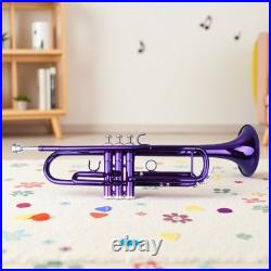 Bb Trumpet Beginner Kit Purple Lacquer Yellow Brass Mouthpiece Hardshell Case