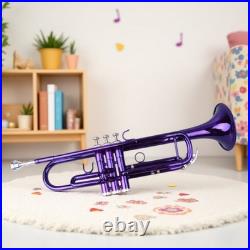 Bb Trumpet Beginner Kit Purple Lacquer Yellow Brass Mouthpiece Hardshell Case