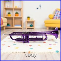 Bb Trumpet Beginner Kit Purple Lacquer Yellow Brass Mouthpiece Hardshell Case