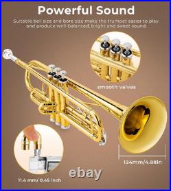 Bb Trumpet Brass Standard Gold Trumpet Instrument for Student School Band Orches