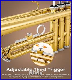 Bb Trumpet Brass Standard Gold Trumpet Instrument for Student School Band Orches