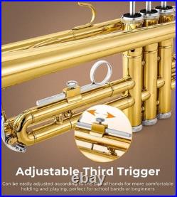 Bb Trumpet Brass Standard Gold Trumpet Instrument for Student School Band Orches