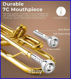 Bb Trumpet Brass Standard Gold Trumpet Instrument for Student School Band Orches