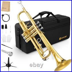 Bb Trumpet Brass Standard Gold Trumpet Instrument for Student School Band Orches