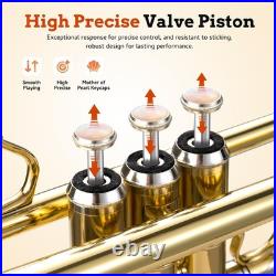 Bb Trumpet Instrument Trompeta Brass Student Trumpet with Hard Case 7C Mouth