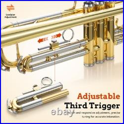 Bb Trumpet Instrument Trompeta Brass Student Trumpet with Hard Case 7C Mouth