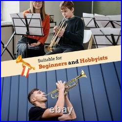 Bb Trumpet Instrument Trompeta Brass Student Trumpet with Hard Case 7C Mouth