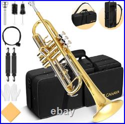Bb Trumpet Instrument Trompeta Brass Student Trumpet with Hard Case 7C Mouthpie