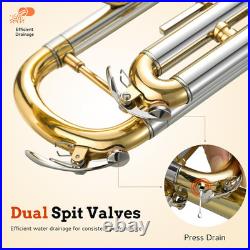 Bb Trumpet Instrument Trompeta Brass Student Trumpet with Hard Case 7C Mouthpie