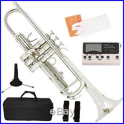 Bb Trumpet Silver Nickel Plated withTuner Case & Care Kit Student Beginner Band