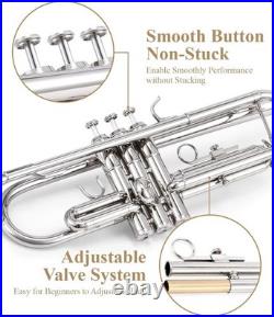 Beginner Trumpet Set, Brass Student Trumpet with Case, 7C Mouthpiece, Cleaning K