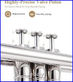 Beginner Trumpet Set, Brass Student Trumpet with Case, 7C Mouthpiece, Cleaning K