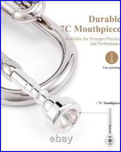 Beginner Trumpet Set, Brass Student Trumpet with Case, 7C Mouthpiece, Cleaning K