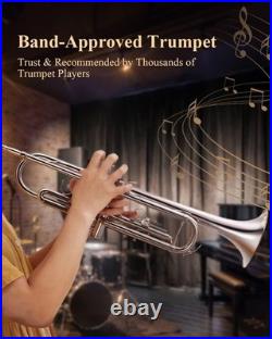 Beginner Trumpet Set, Brass Student Trumpet with Case, 7C Mouthpiece, Cleaning K