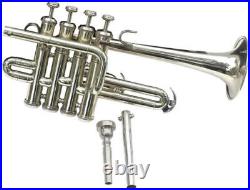 Best Quality Picollo BB Piccolo Trumpet Silver Finish With Mouth Piece and Case