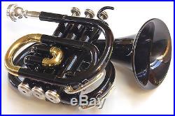 Black CIBAILI Bb Pocket Trumpet Great Quality Horn Brand New with Case