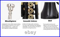 Black Pocket Trumpet Bb with Case-Mouthpiece Compact Brass Kit BRS