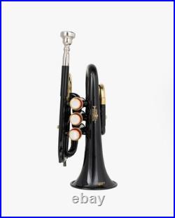 Black Pocket Trumpet Bb with Case-Mouthpiece Compact Brass Kit BRS CHRISTMAS