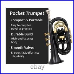 Black Pocket Trumpet Bb with Case-Mouthpiece Compact Brass Kit BRS. CHRISTMAS
