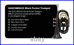 Black Pocket Trumpet Bb with Case-Mouthpiece Compact Brass Kit BRS CHRISTMAS