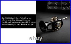Black Pocket Trumpet Bb with Case-Mouthpiece Compact Brass Kit BRS CHRISTMAS