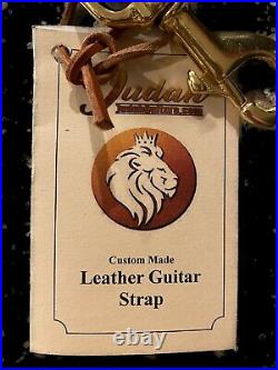 Black leather guitar strap Judah Wolfgang Frankenstrap WithBrass Latch Locks