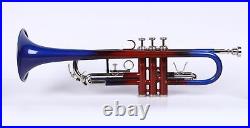 Brand New BLUE RED Finish Bb flat Trumpet With hard Free Case+Mouthpiece