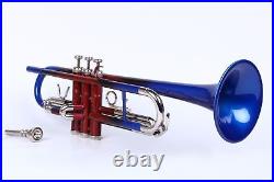 Brand New Multi Colour Finish Bb flat Trumpet With hard Free Case+Mouthpiece