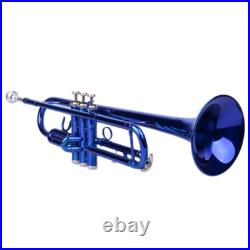 Brass B Flat Trumpet Set with Case Mouth of Trumpet Gloves Blue