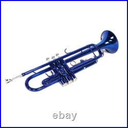 Brass B Flat Trumpet Set with Case Mouth of Trumpet Gloves Blue