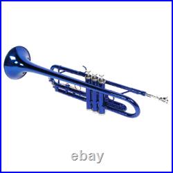 Brass B Flat Trumpet Set with Case Mouth of Trumpet Gloves Blue