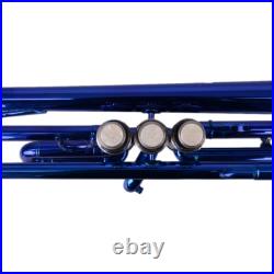 Brass B Flat Trumpet Set with Case Mouth of Trumpet Gloves Blue