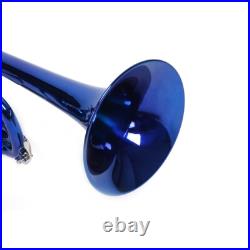 Brass B Flat Trumpet Set with Case Mouth of Trumpet Gloves Blue