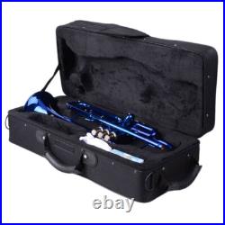 Brass B Flat Trumpet Set with Case Mouth of Trumpet Gloves Blue