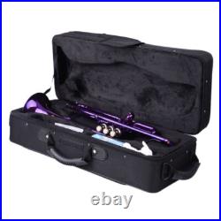 Brass B Flat Trumpet with Case Mouth of Trumpet and Gloves Violet