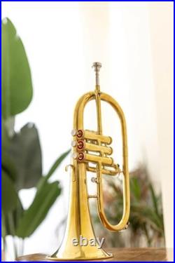 Brass Bb Flugelhorn 3 Valves Classy Look gift! Jazz Band Instrument With Case Brass Bb Flugelhorn 3 Valves Classy Look gift! Jazz Band Instrument With Case