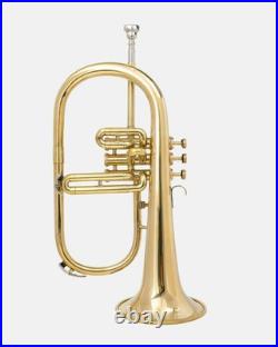 Brass Bb Flugelhorn 3 Valves Classy Look gift! Jazz Band Instrument With Case