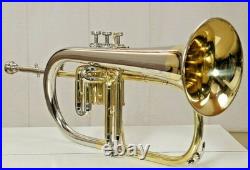 Brass Bb Flugelhorn 3 Valves Gold & Silver Plated Jazz Band Instrument With Case