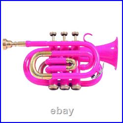 Brass Bb Pocket Trumpet Pink Lacquered/Brass Finish By Zaima With Case For All