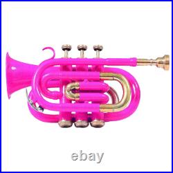 Brass Bb Pocket Trumpet Pink Lacquered/Brass Finish By Zaima With Case For All