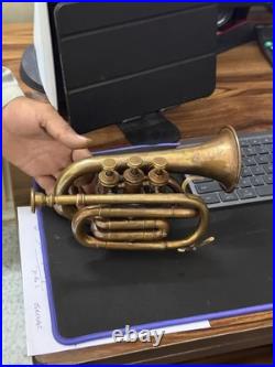 Brass Instrument Pocket Trumpet Antique Best Perfect for Practice, Home Decor
