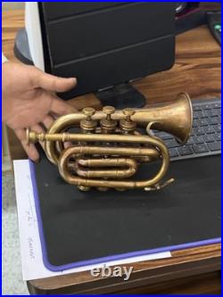 Brass Instrument Pocket Trumpet Antique Best Perfect for Practice, Home Decor