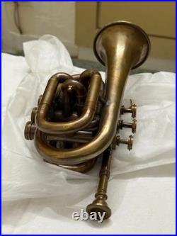 Brass Instrument Pocket Trumpet Antique Best Perfect for Practice, Home Decor