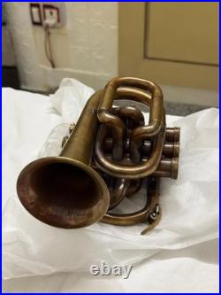 Brass Instrument Pocket Trumpet Antique Best Perfect for Practice, Home Decor