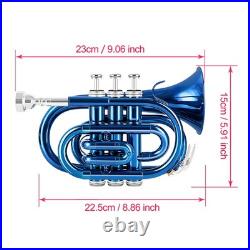 Brass Pocket Trumpet B Flat Nickel Plated, 7C Mouthpiece, Complete Beginner Kit