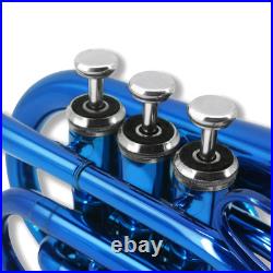 Brass Pocket Trumpet B Flat Nickel Plated, 7C Mouthpiece, Complete Beginner Kit