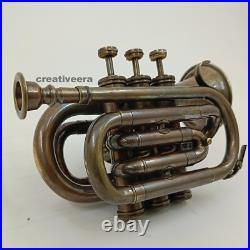Brass Trumpet Antique Pocket Decorative Trumpet Mouthpiece Vintage Gift