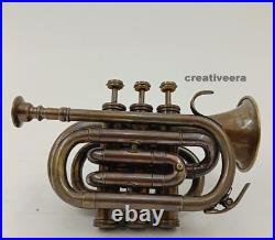 Brass Trumpet Antique Pocket Decorative Trumpet Mouthpiece Vintage Gift