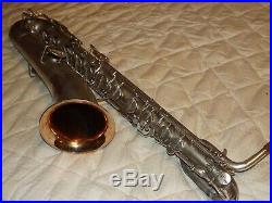 Buescher True Tone Bari/Baritone Saxophone #196XXX, Silver Plated, Plays Great
