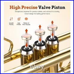 CAHAYA Trumpet Instrument Brass Student Trumpet with Hard Case Gold